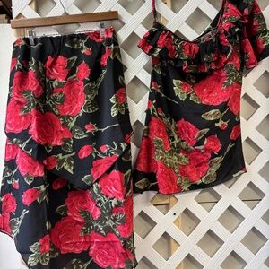 Shirt and skirt with tags